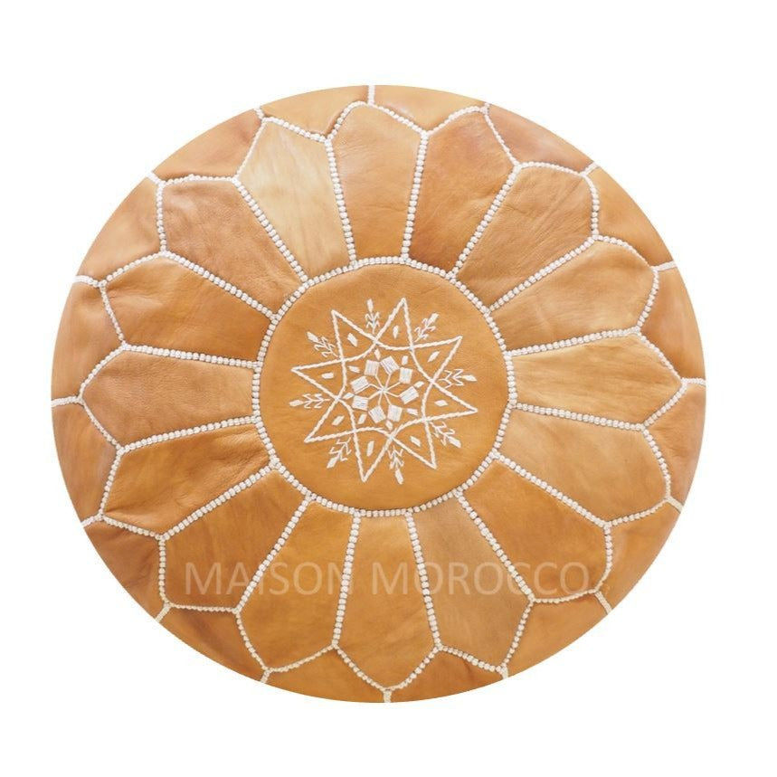 Moroccan Pouf | Ottoman in Light Caramel Brown 21"dia x 13" -- Unstuffed added by Kate Lynn Nemett