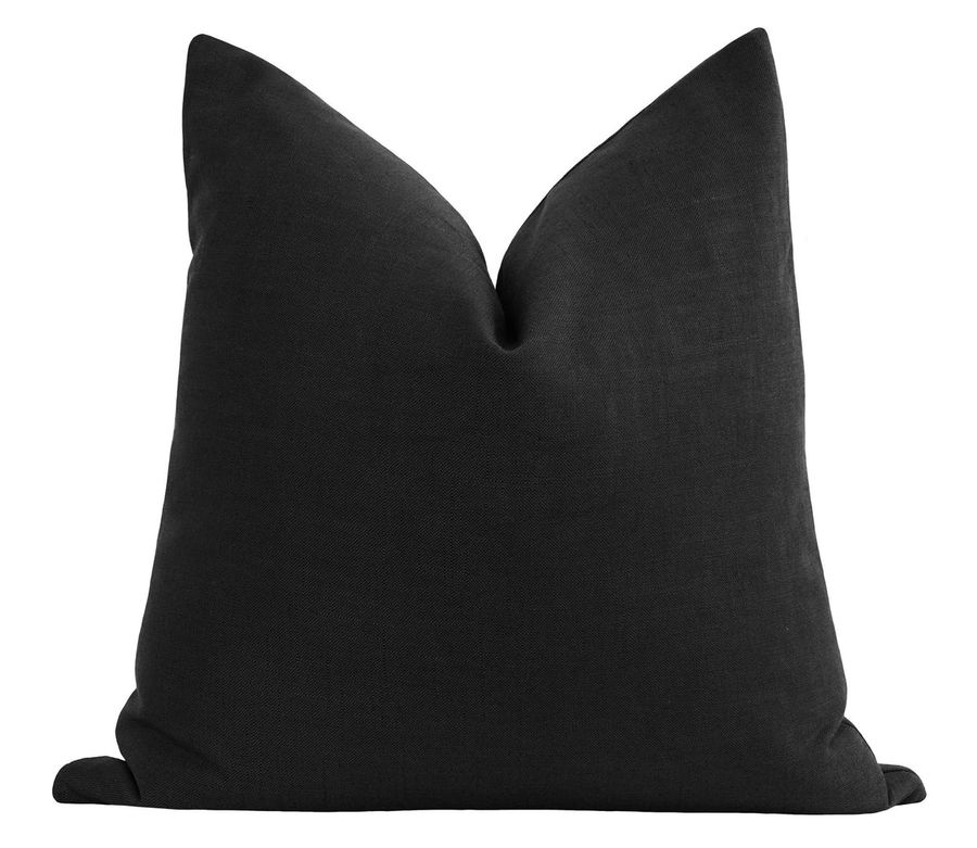Amanda Solid Black Linen Pillow added by Where The Heart Is Designs