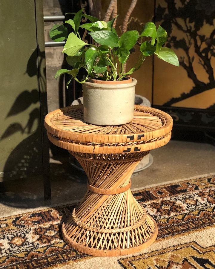 Wicker Hourglass Plant Stand / Mini Side Table added by Kim Bush
