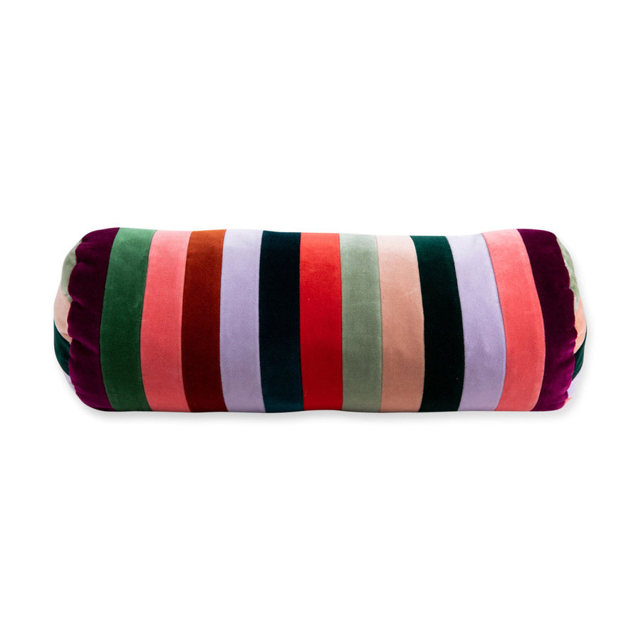 Baies Stripe Velvet Bolster - Rainbow added by Xakota Espinoza