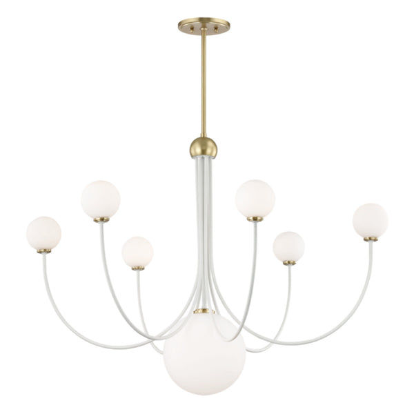Mitzi by Hudson Valley Lighting H234807-AGB/WH 7 Light Chandelier in Aged Brass/Soft Off White added by Hilary Finn