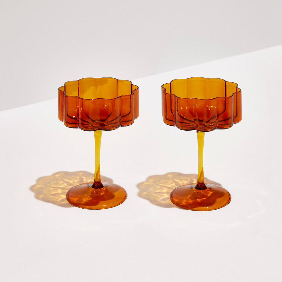 TWO WAVE COUPE GLASSES - AMBER added by Spoak 