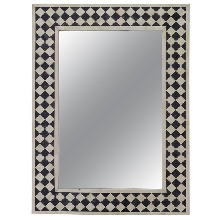 Anglo-Indian Black and White Bone Inlay Mirror Checkerboard Design added by Spoak Member