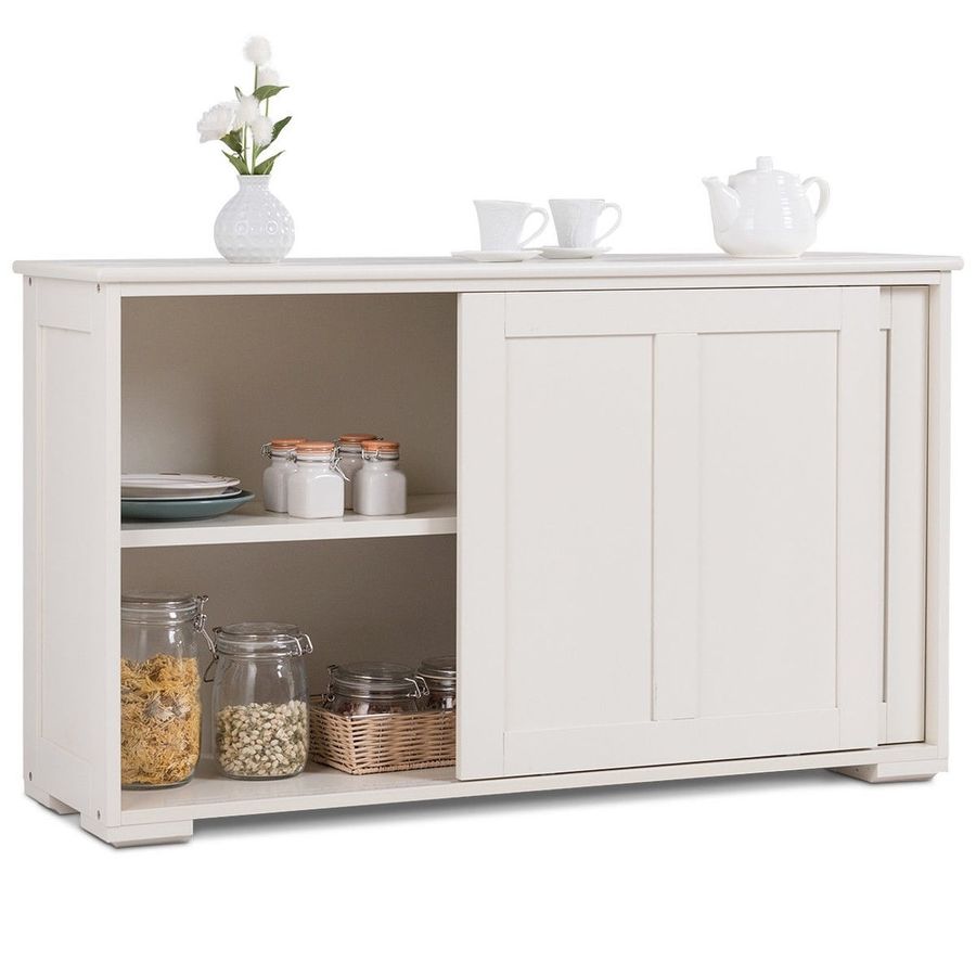 Costway Kitchen Storage Cabinet Sideboard Buffet Cupboard Wood Sliding added by Bethesda Contracting