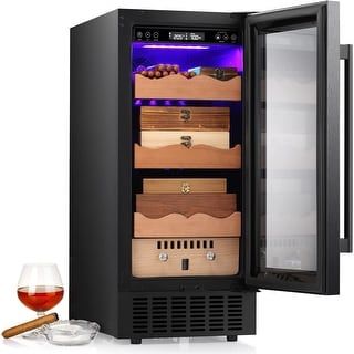 15'' Cooler Humdior,Electronic Touch Stainless Humidity Temperature Control Built-in Glass Door With 3 Wooden Trays - 15inch - Bed Bath & Beyond - 36220131 added by lydia taylor