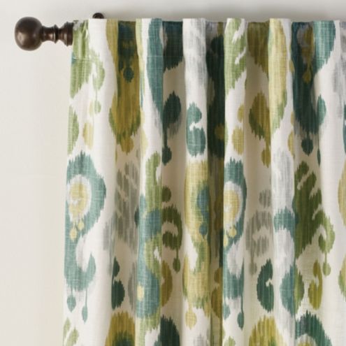 Andros Ikat Linen Rayon Curtain Panel Lined & Back Tab Rod Pocket in Blue 50w x 108L added by Maria Delucia
