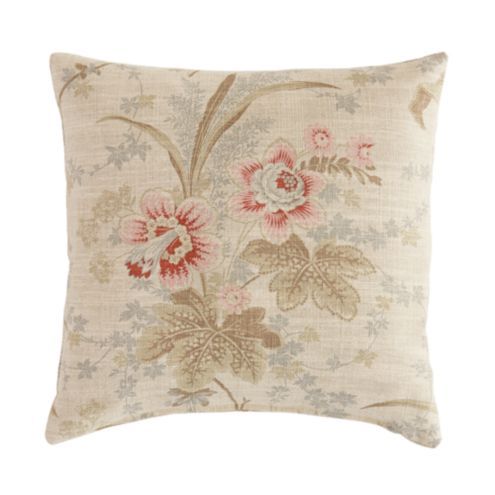 Laura Floral Cotton Linen Throw Pillow Cover with Hidden Zipper & Feather Down Insert added by Danielle Hughes