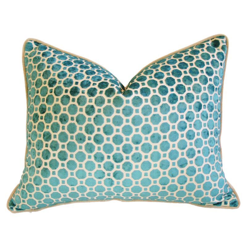 Turquoise Velvet Geometric Pillow added by Xakota Espinoza