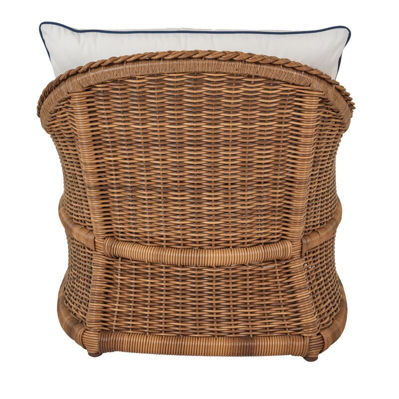 Emilia Raffia Lounge Chair, White/Navy Welt added by Jennifer Hickey