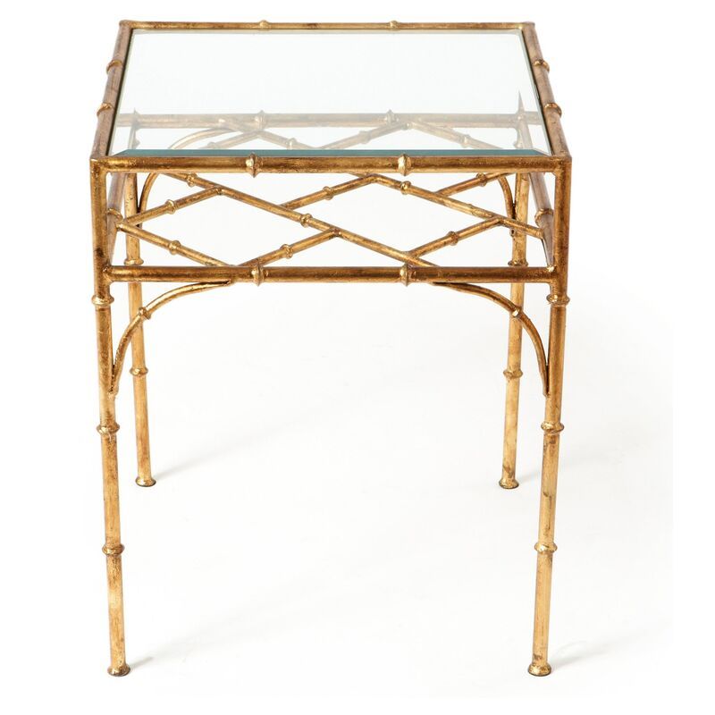 Woodmont Glass-Top Side Table, Gold added by Claire M