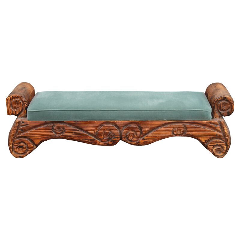 1940s Carved Wood Bench added by Xakota Espinoza