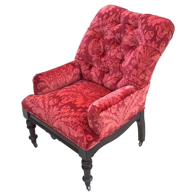 Velvet Damask Edwardian Lounge Chair added by Xakota Espinoza