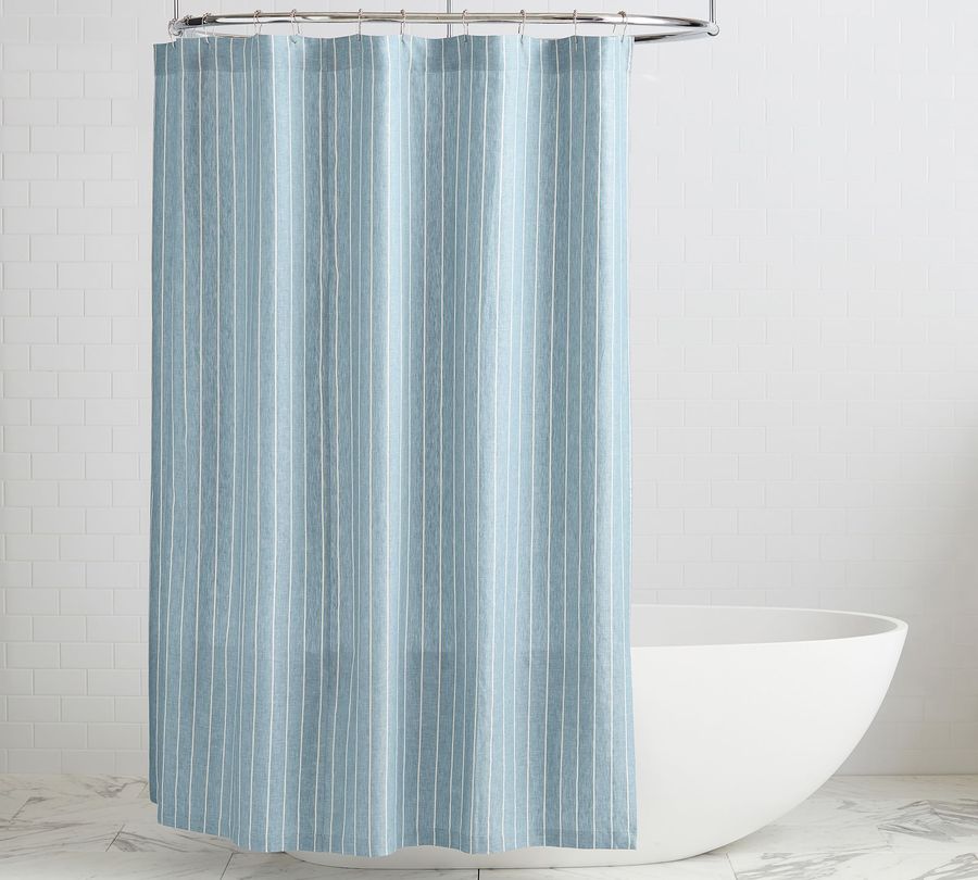 Belgian Flax Linen Striped Shower Curtain added by Where The Heart Is Designs