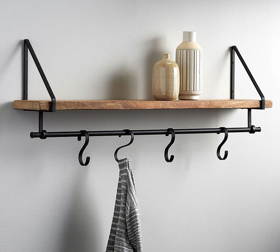 Lucy Mango Wood Shelf With Hooks (36&quot;) added by Spoak Member
