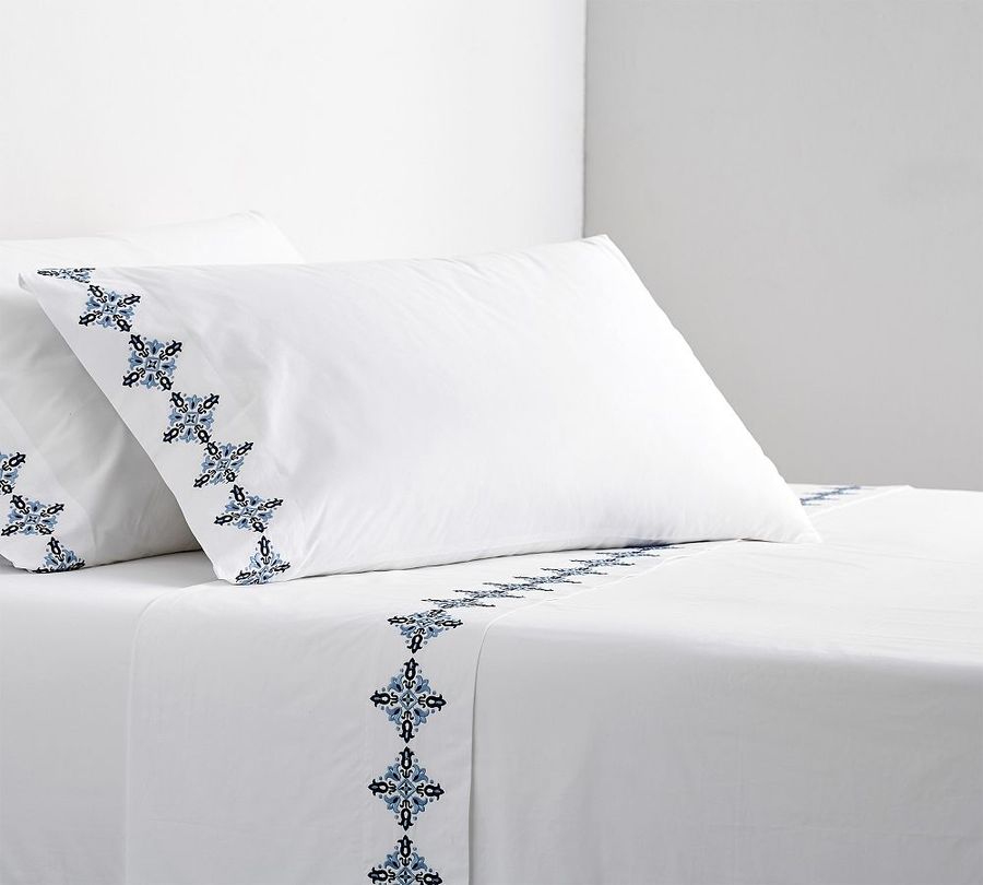 Tile Embroidered Organic Percale Sheet Set added by Spoak Member