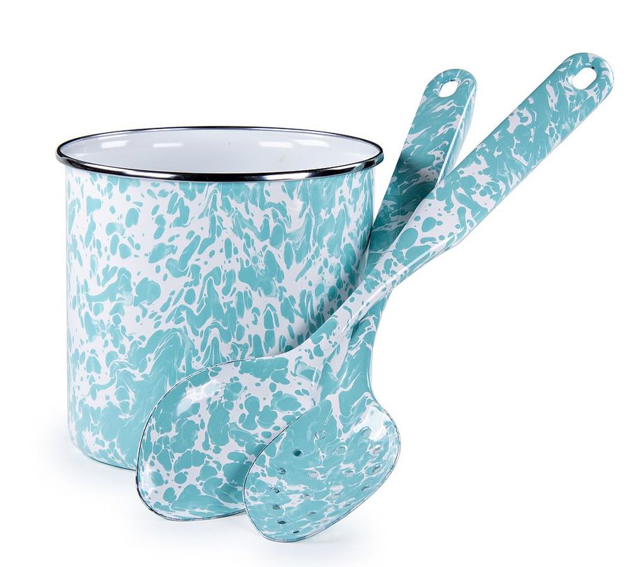 Golden Rabbit Enamel Utensil Holder &amp; Serving Utensil Set  added by Spoak Member