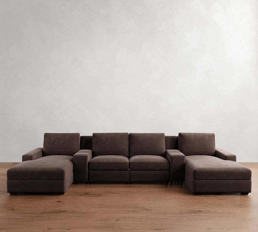 Big Sur Square Arm Leather Power Reclining Double Chaise Sectional (146&quot;-170&quot;) added by Spoak Member