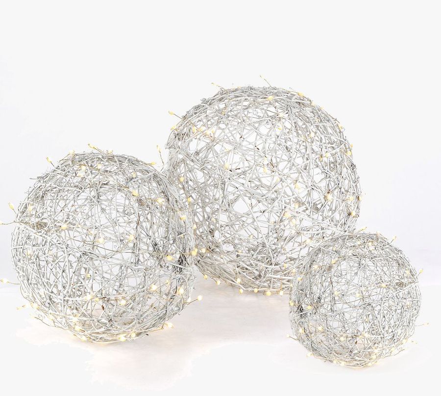 White Lit Vine Silver Spheres - Set of 3 added by Spoak Member