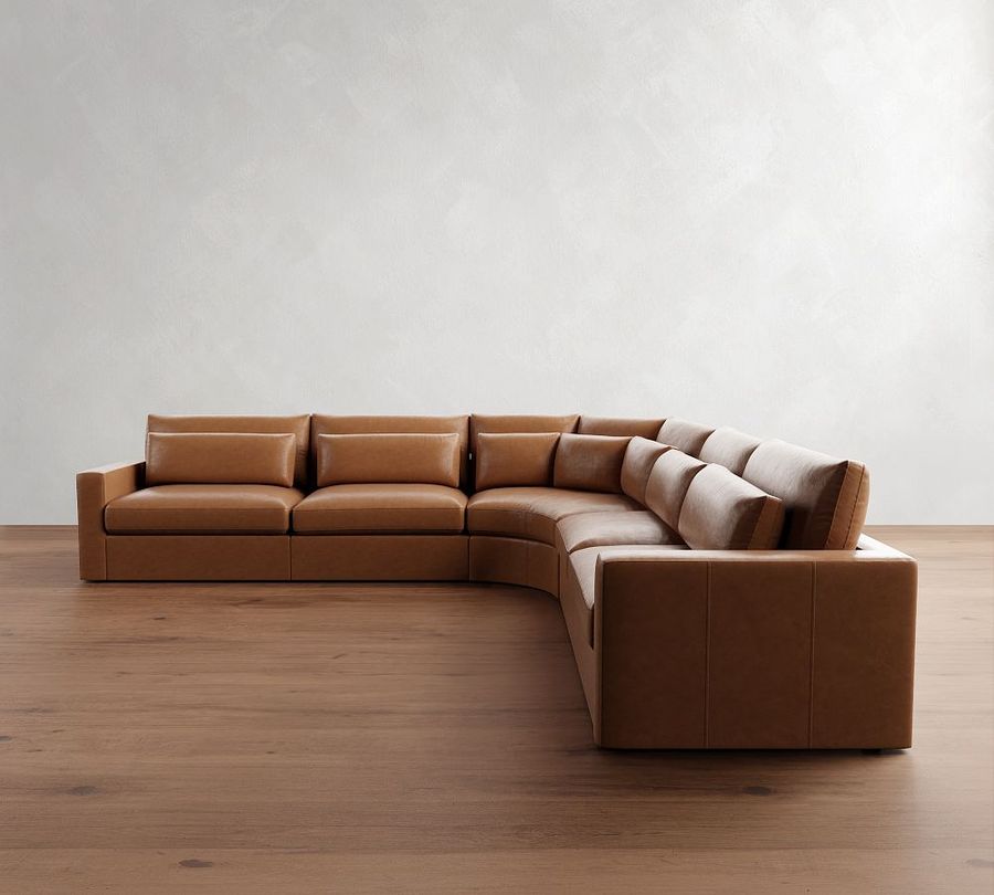 Westwood Square Arm Deep Seat Leather 5-Piece Curved Wedge Sectional (151&quot;) added by Spoak Member