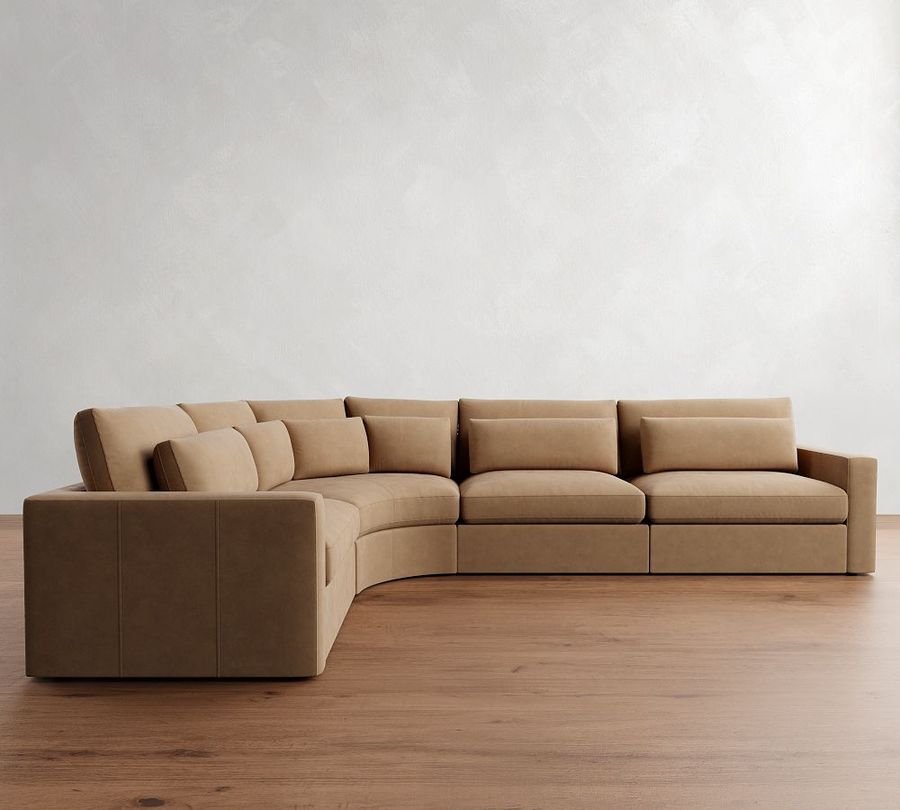 Westwood Square Arm Deep Seat Leather 4-Piece Curved Wedge Sectional (151&quot;) added by Spoak Member