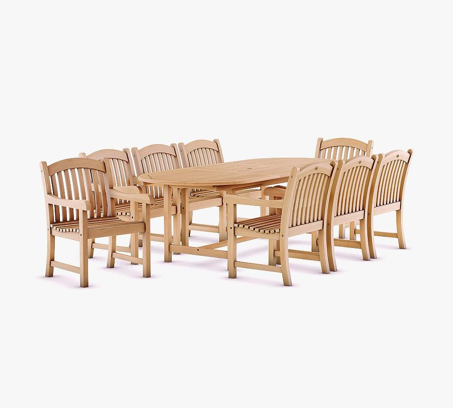 Nassau 9-Piece Teak Oval Table &amp; Placid Teak Dining Armchair Set added by Spoak Member