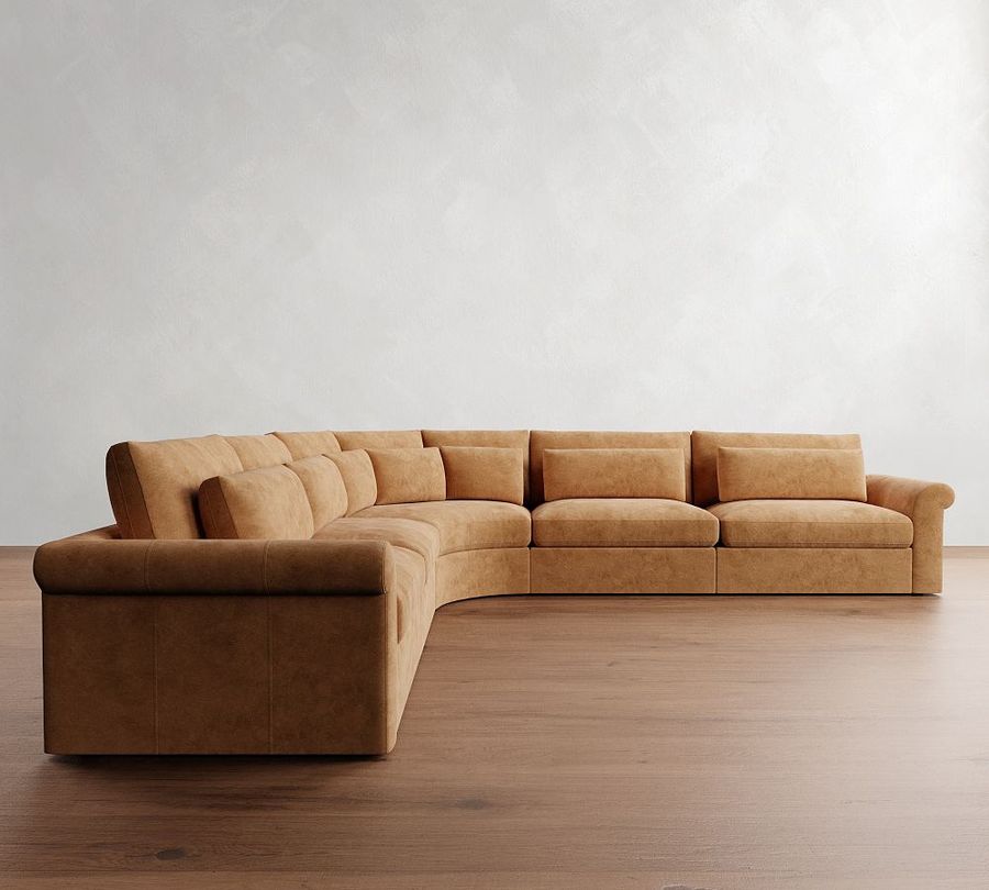 Westwood Roll Arm Deep Seat Leather 5-Piece Curved Wedge Sectional added by Spoak Member