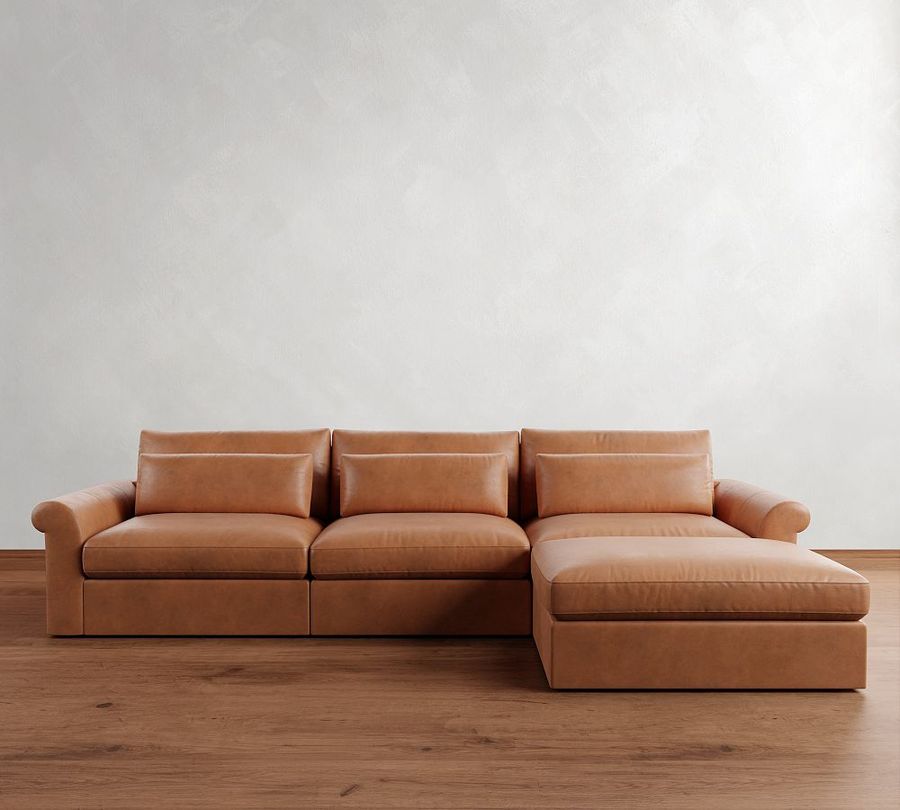 Westwood Roll Arm Deep Seat Leather Modular Chaise Sectional added by Spoak Member