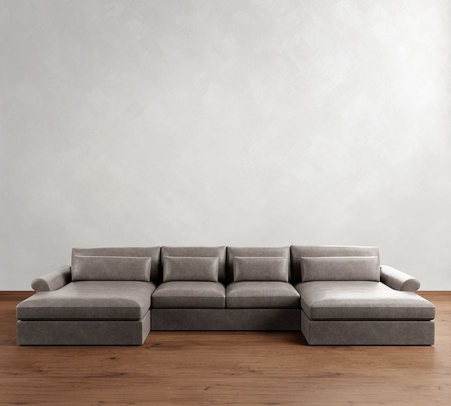 Westwood Roll Arm Deep Seat Leather Double Chaise Sectional added by Spoak Member