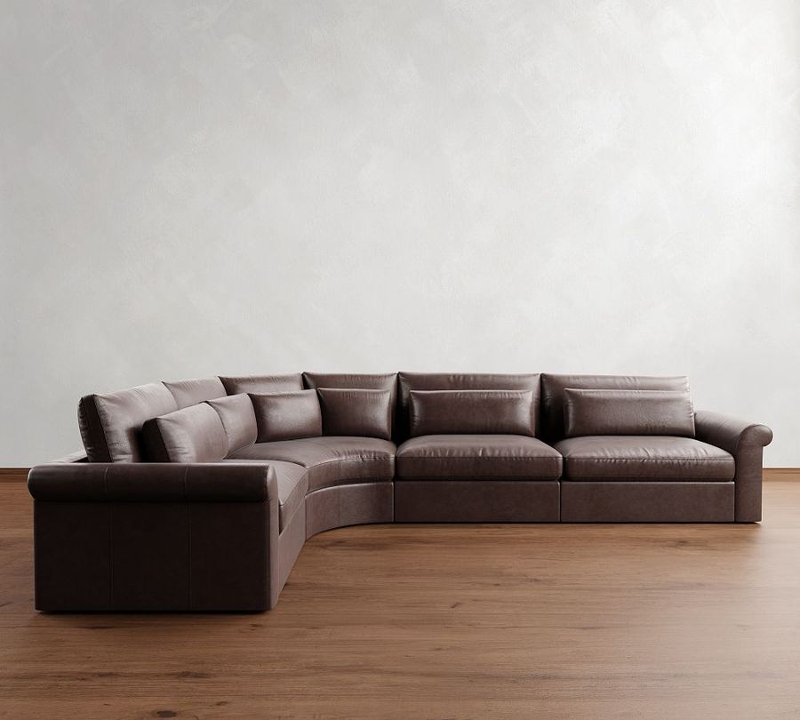 Westwood Roll Arm Deep Seat Leather 4-Piece Curved Wedge Sectional added by Spoak Member