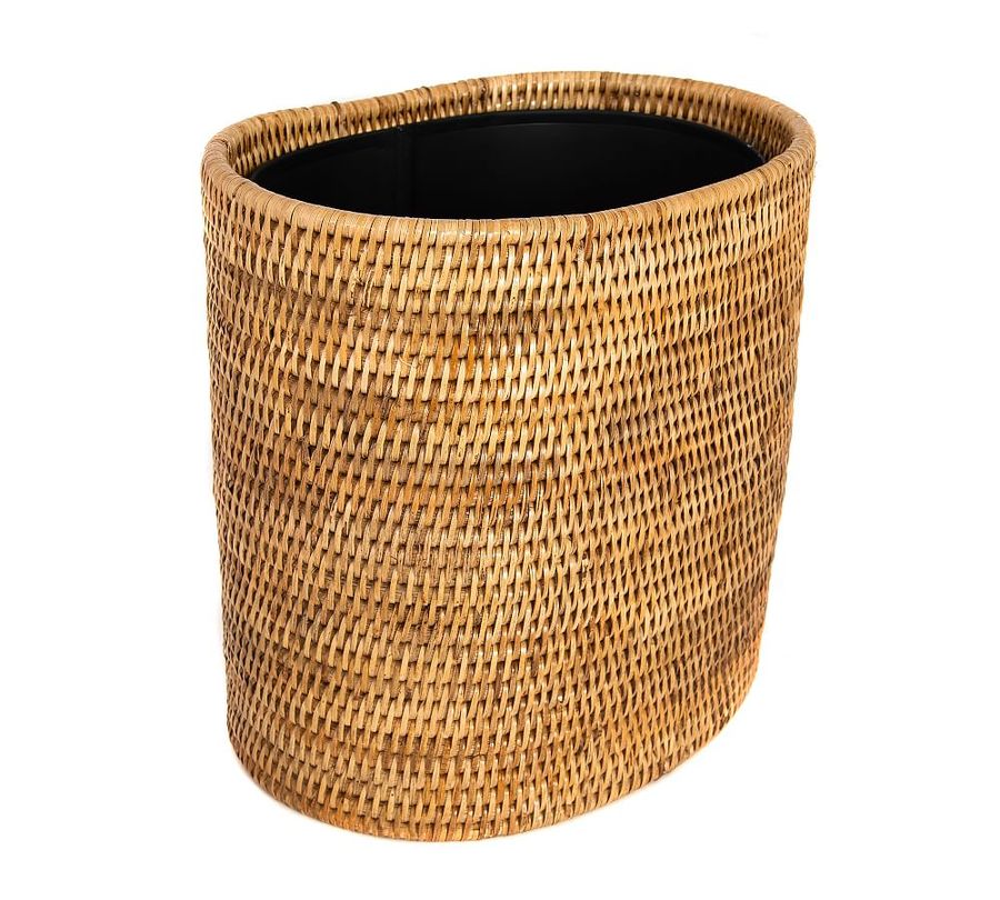 Tava Handwoven Rattan Oval Wastebasket with Metal Liner added by Spoak Member