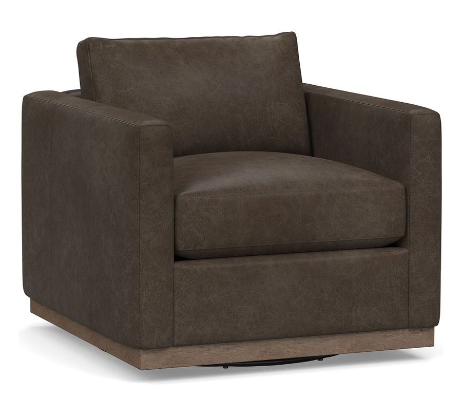 Carmel Slim Arm Leather Wood Base Swivel Chair added by Spoak Member