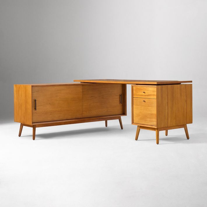Mid-Century Modular L-Shaped Desk w/ File Cabinet &amp; Bookcase (70&quot;) added by Spoak Member