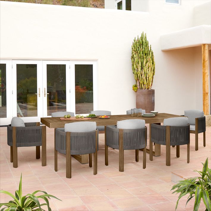 Portside Wood Outdoor Extendable Dining Table (76.5&quot;&ndash;106&quot;) &amp; Porto Dining Chairs Set added by Spoak Member