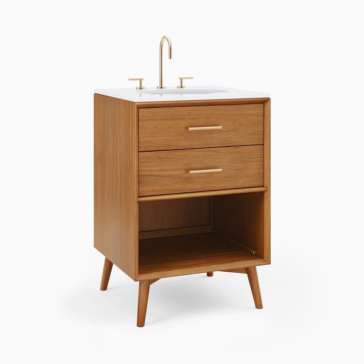 Mid-Century Open Storage Single Bathroom Vanity (24&quot;&ndash;49&quot;) - Acorn added by Spoak Member