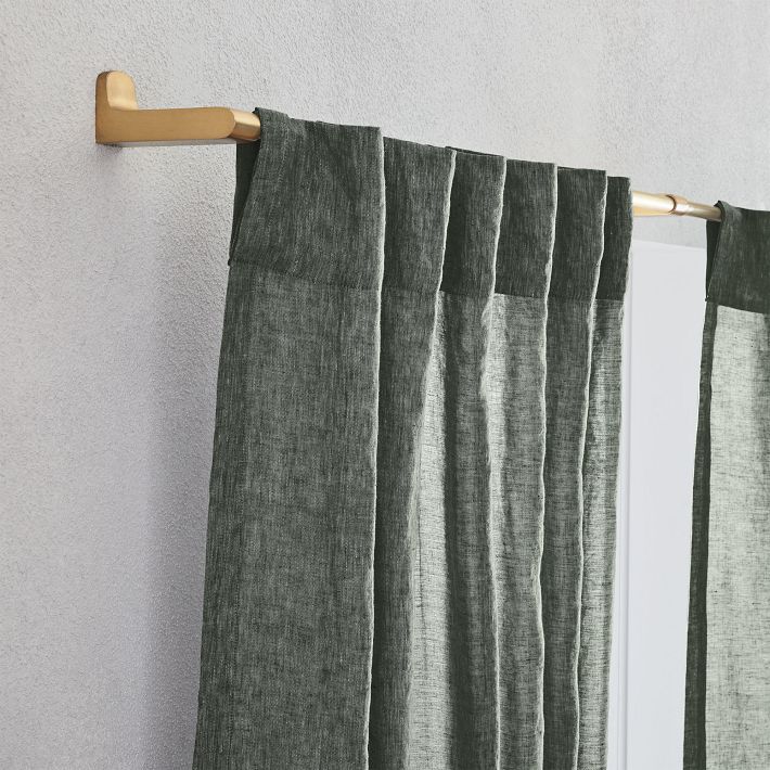Open Box: Custom Size European Flax Linen Curtain - Olive Melange added by Spoak Member