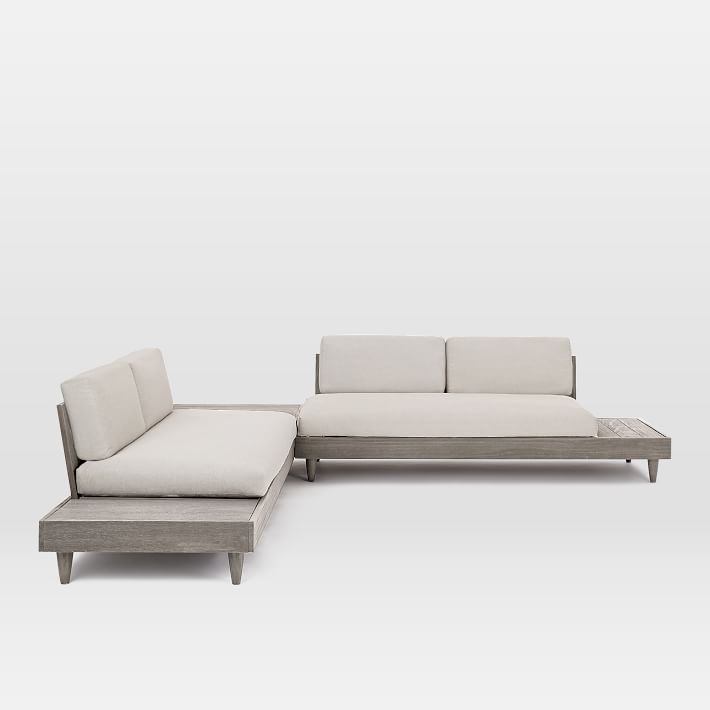 Portside Low Outdoor 3-Piece L-Shaped Sectional w/ Corner Coffee Table added by Tayo A