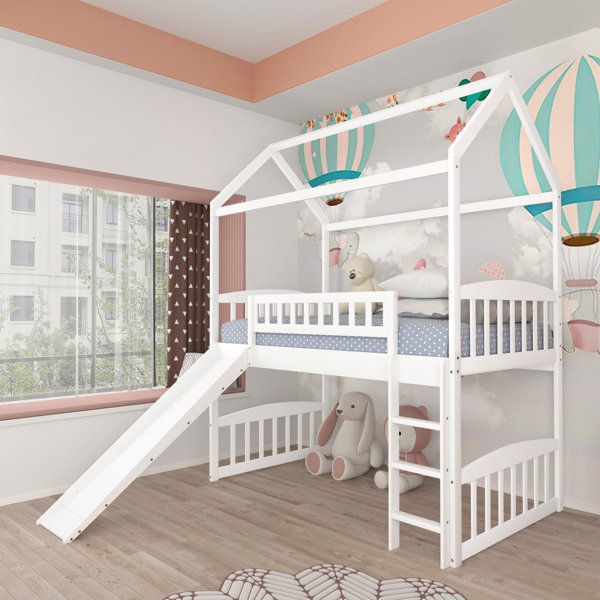 Soild Wood Twin Loft Bed With Slide,Entertainment House Bed With Slide, For Kids added by Alivia Korsun