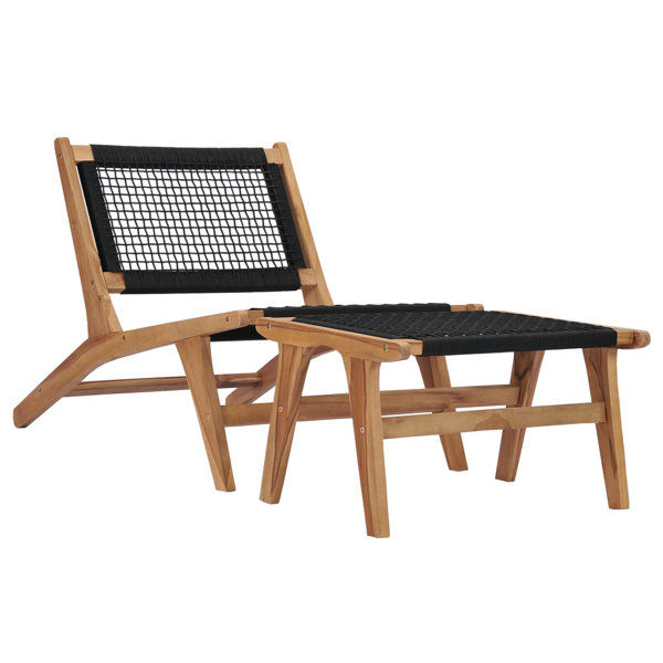 Garred Sun Lounger With Footrest Solid Teak Wood And Rope added by Liz Kirby