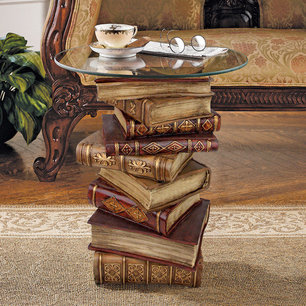 Montegue Stacked Books 21'' Tall Glass Top Pedestal Table added by Jamie Moon