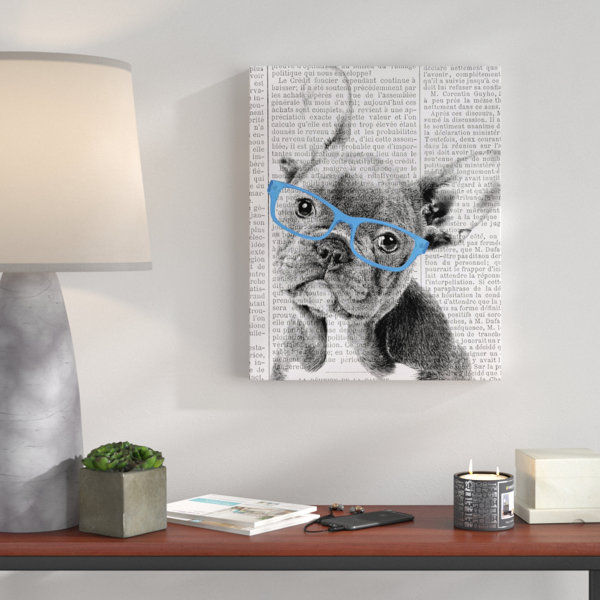 French Bulldog Blue Glasses On Canvas Print added by Holly Kamstra