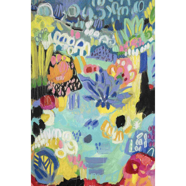 Whimsical Pond III On Canvas by Karen Fields Painting added by Jennifer Hickey