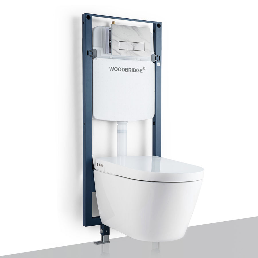 WoodBridge Dual-Flush Elongated Wall-Mount Toilet (Seat Included) | Wayfair added by Jen Buda