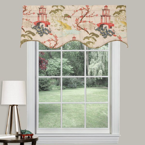 Deshawnna Floral Cotton Scalloped 52'' W Window Valance in Cream/Pink/Green added by Kate Lynn Nemett