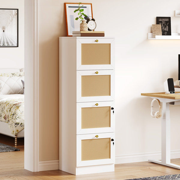 15.75'' W Rattan 4-Filing Drawers Cabinet with 2 Locks added by Sarah Jackson