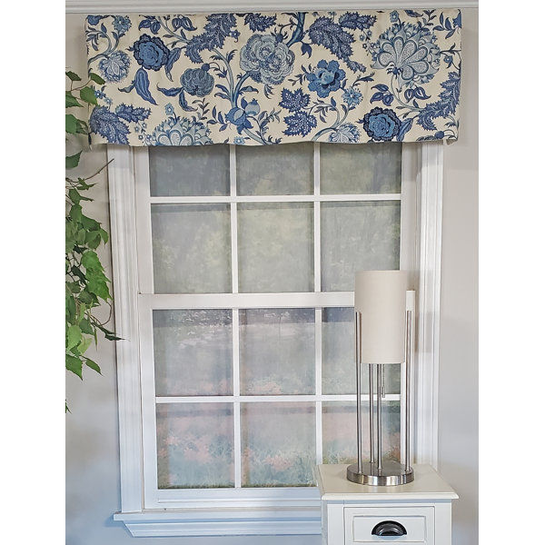 Floral Cotton Tailored 50'' W Window Valance in Blue/White added by Kate Lynn Nemett