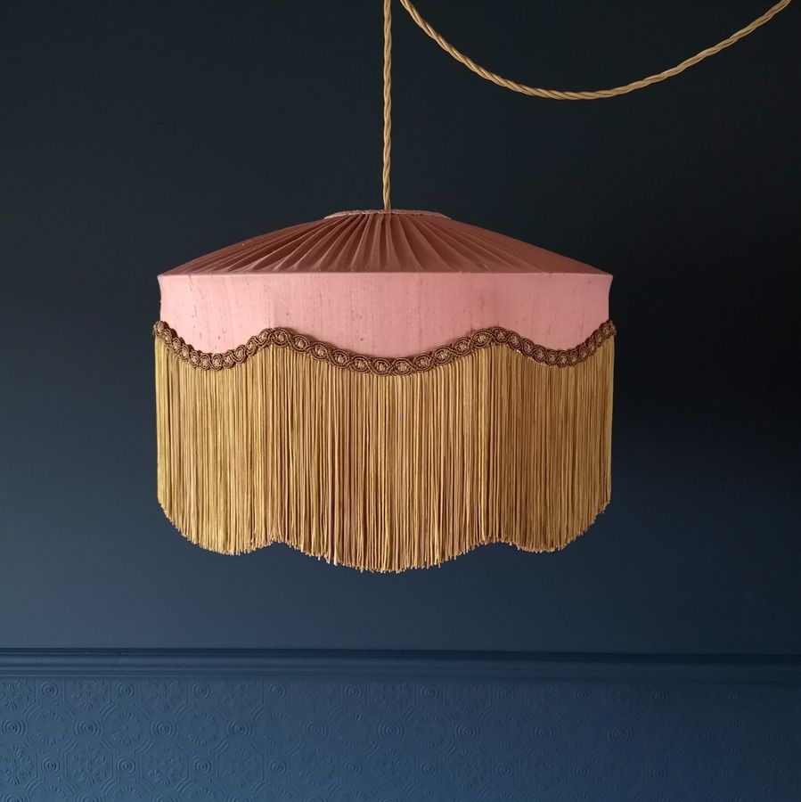Salmon Rose Silk Tiffany Lampshade (Wave) - Handmade Fabric Lampshades added by Spoak Member