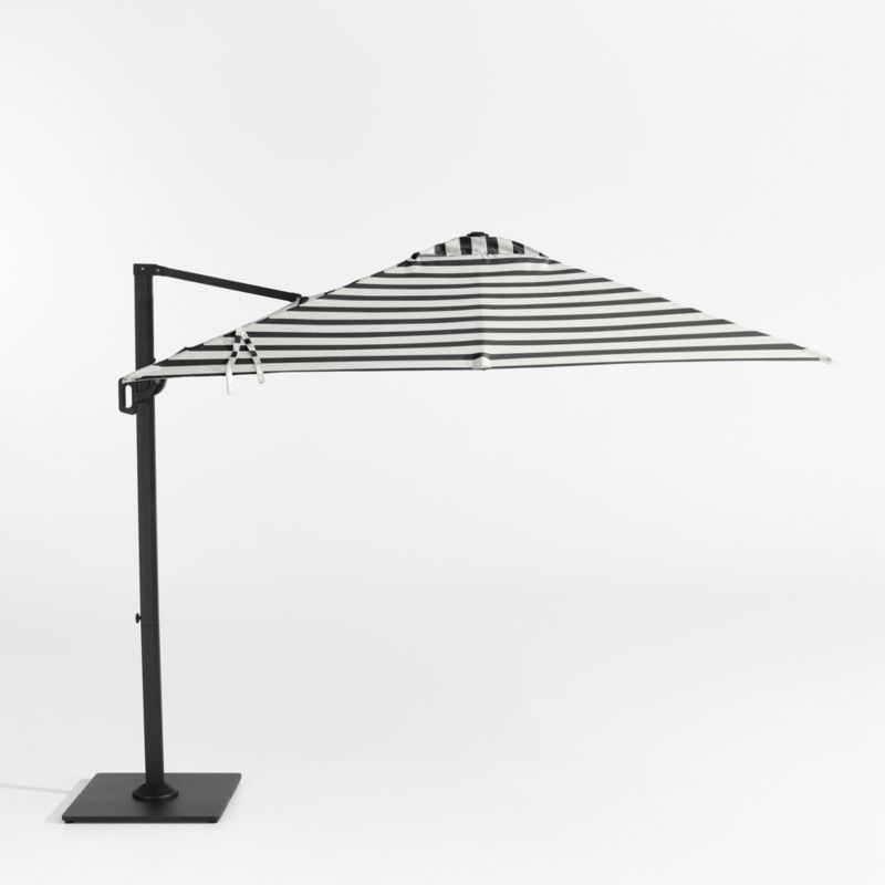 9' Square Black and White Cabana Stripe Sunbrella® Cantilever Outdoor Patio Umbrella with Black Metal Frame added by Spoak Member