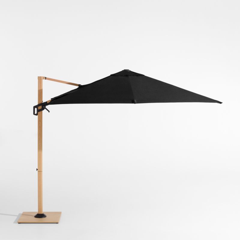 9' Square Canvas Black Sunbrella® Cantilever Outdoor Patio Umbrella with Faux Wood Metal Frame added by Spoak Member