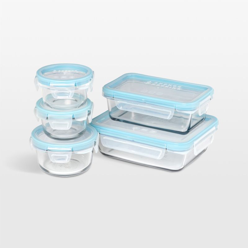 Anchor Hocking TrueLock 10-Piece Glass Food Storage Set with Mineral Blue Lids added by Spoak Member