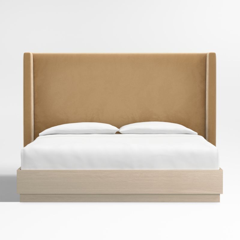Arden 60" Camel Brown Upholstered King Headboard with Batten White Oak Bed Base added by Spoak Member
